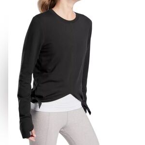 ATHLETA Women’s Black Long Sleeve Nirvana  Side Tie Top/ Sweatshirt  Size: M